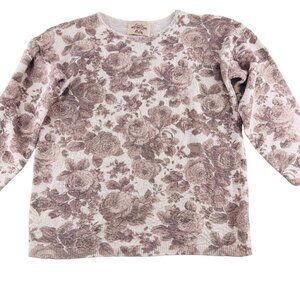 Fiorlini International Vintage Sweater Size medium Thin‎ Knit Floral 3/4 Sleeves